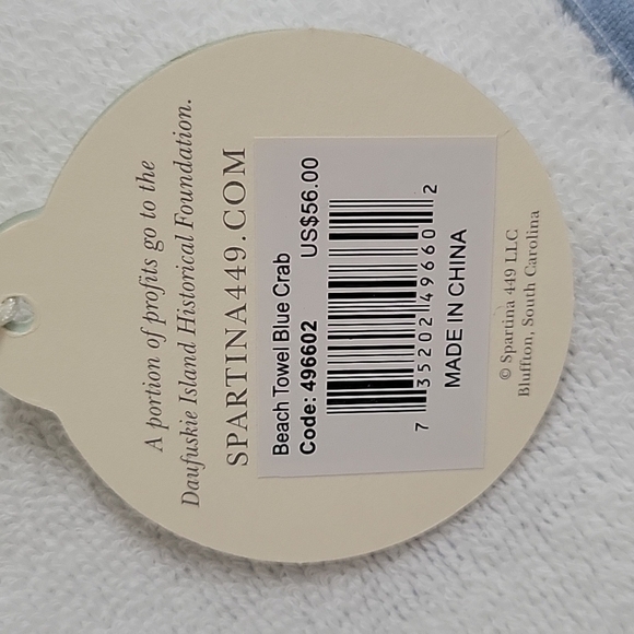 Spartina 449 Blue Crab Beach Towel NEW - Picture 4 of 7